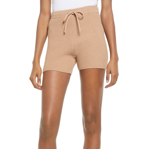 NWT REFORMATION Sanzo Tie Waist Knit Shorts In Buff - Picture 1 of 11